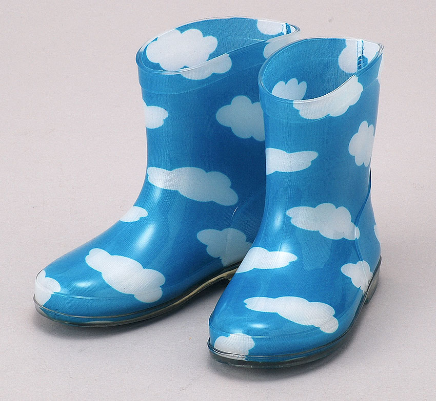 kids rain boots blue sky